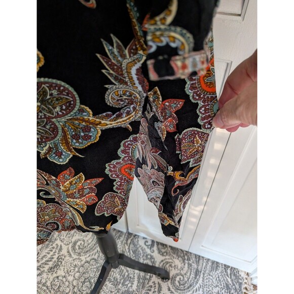 Anthropologie Fig & Flower Dress Womens S Dark Paisley Tunic Boho Hippie Comfy - Picture 7 of 13